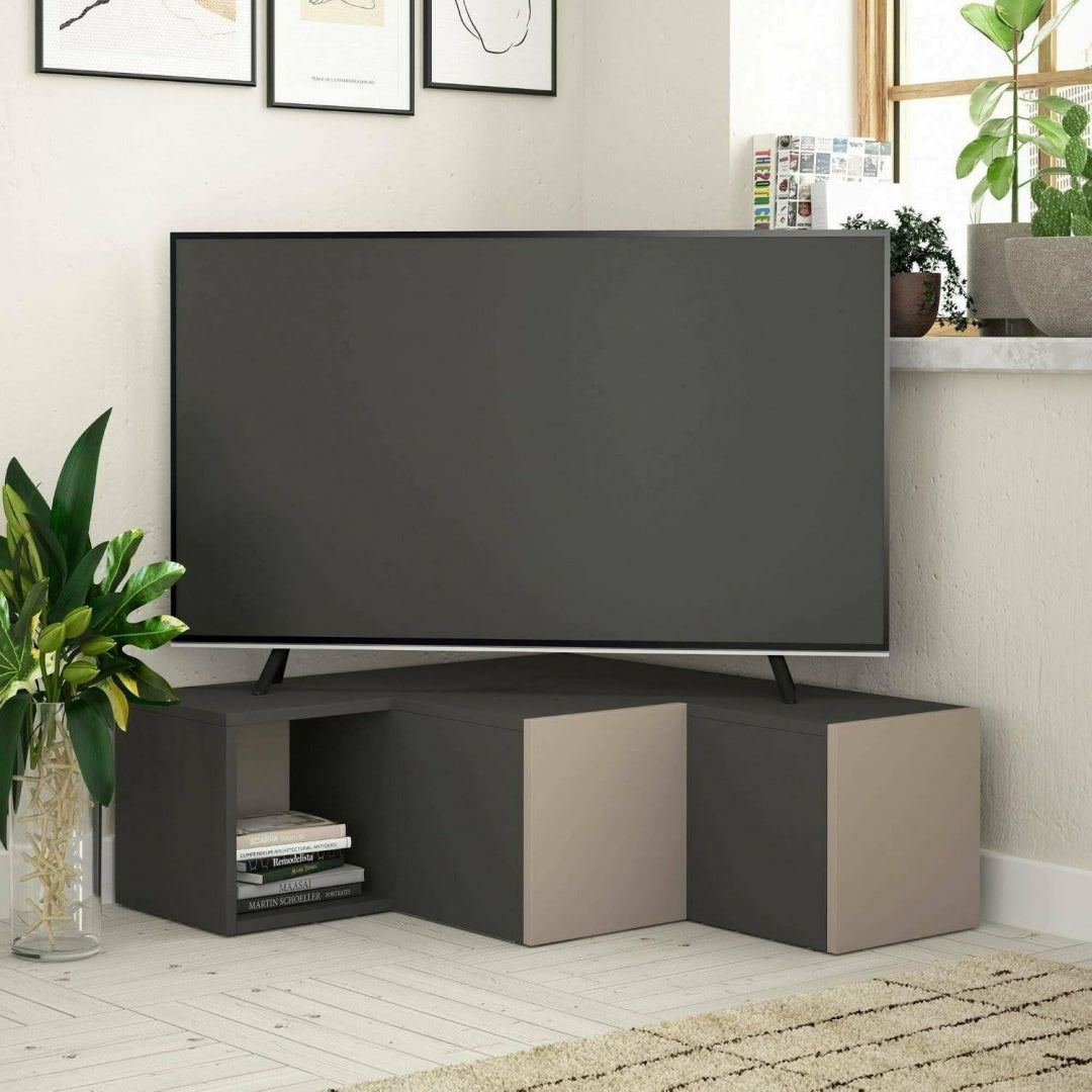 Meuble TV rustique gris fonce