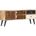 Marron banc TV en bois, 2 tiroirs et 1 porte