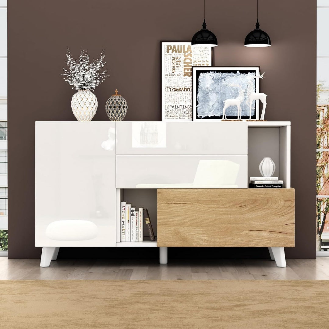 Buffet marron pour piece a vivre 130 x 40 x 70 cm