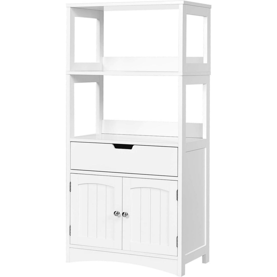 Meuble colonne gris clair minimaliste en MDF