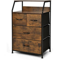 Armoire de rangement marron pour coin nuit 4 tiroirs