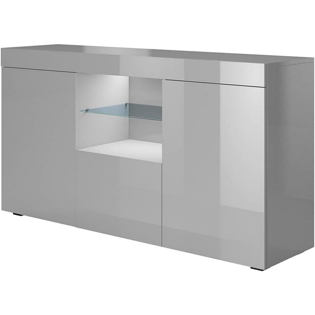 Buffet pour salle a manger gris 3 portes et 3 etageres