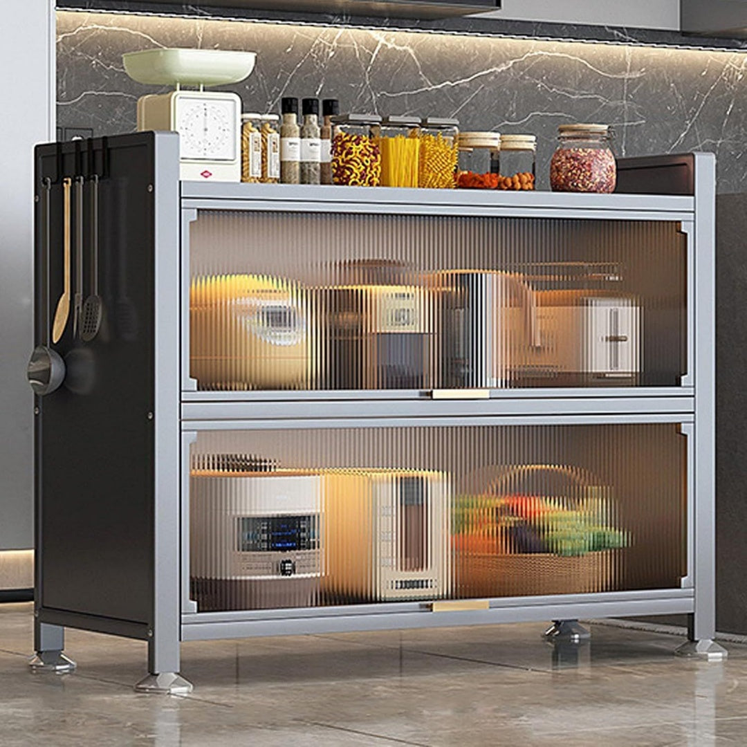 Meuble de rangement robuste en bois gris fonce