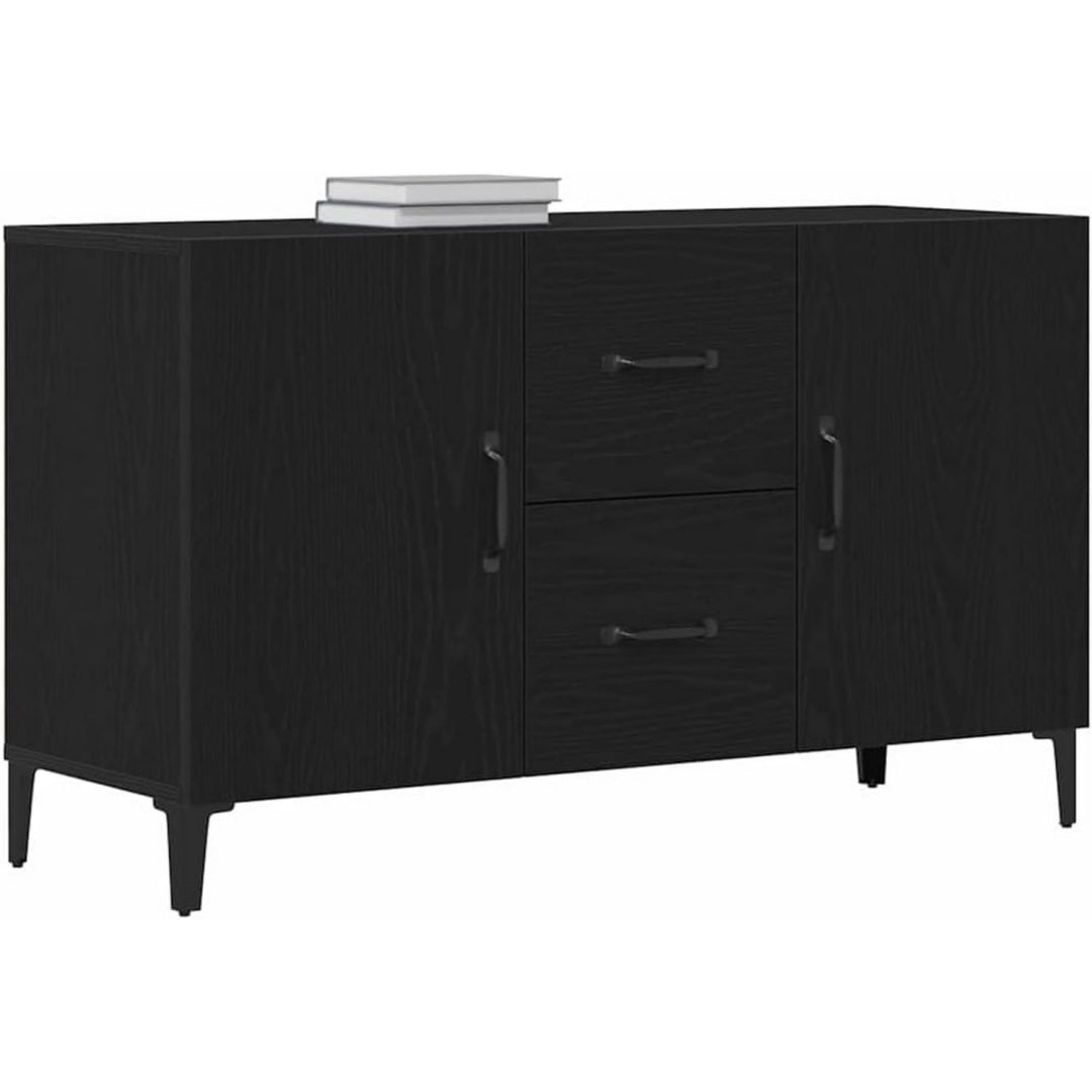 Noir sideboard en bois, 4 portes
