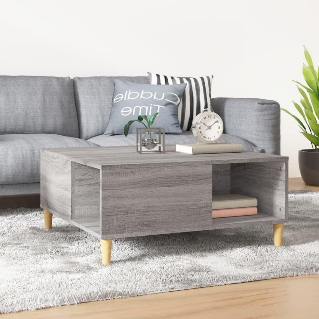 Table basse minimaliste bois d'ingenierie gris 80 x 80 x 36.5 cm