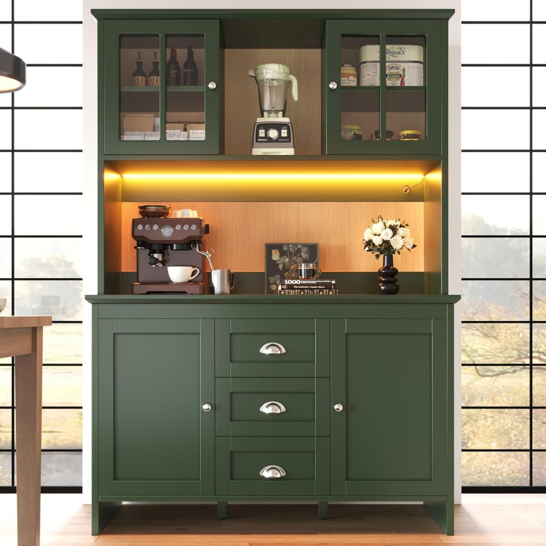 Vert vintage buffet 3 tiroirs et 4 portes