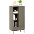 Bibliotheque design contemporain, teinte creme finition bois