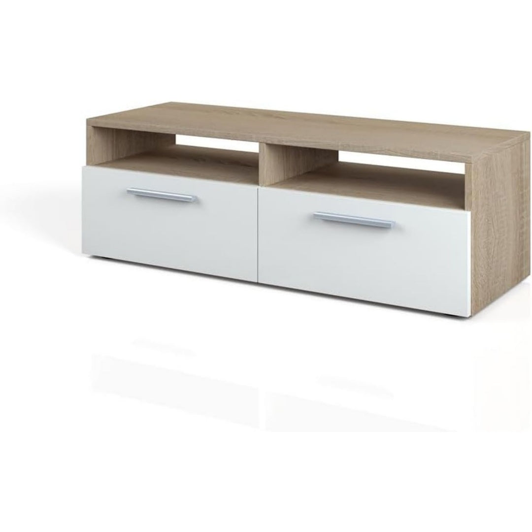 33.2 x 95 x 38 cm gris meuble TV effet chene Sonoma