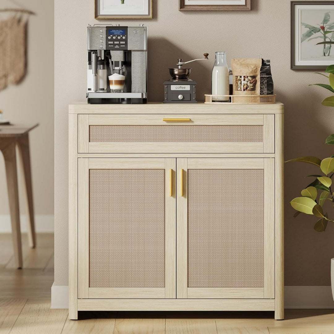 Buffet large 38 cm de large structure metallique creme