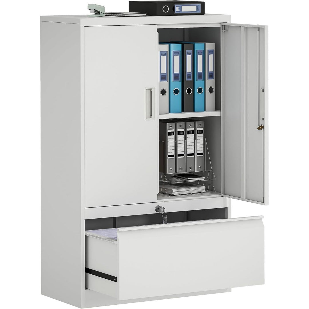 Armoire astucieuse finition mate gris clair