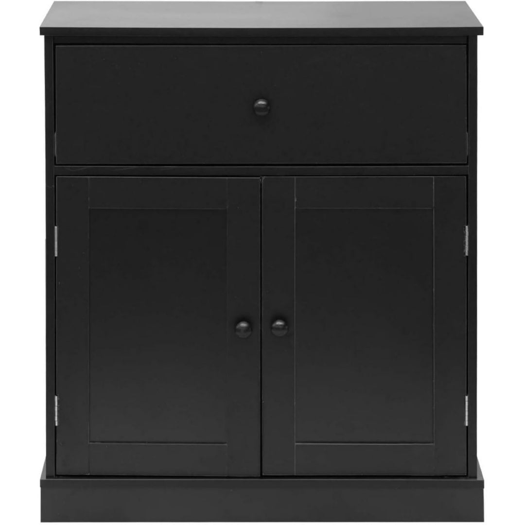 Meuble de rangement noir 4 portes et 2 etageres