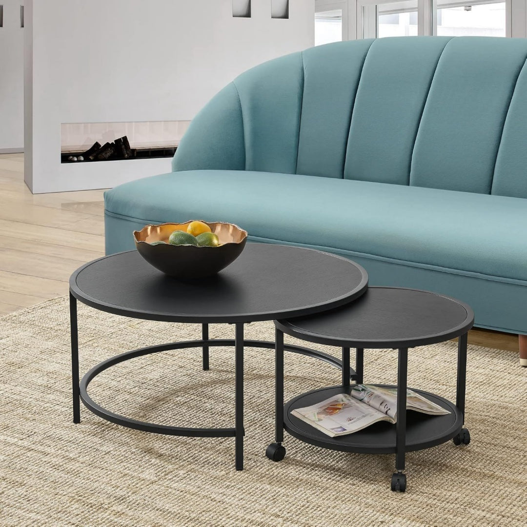 Discret table gigogne en acier gris ideal pour salon