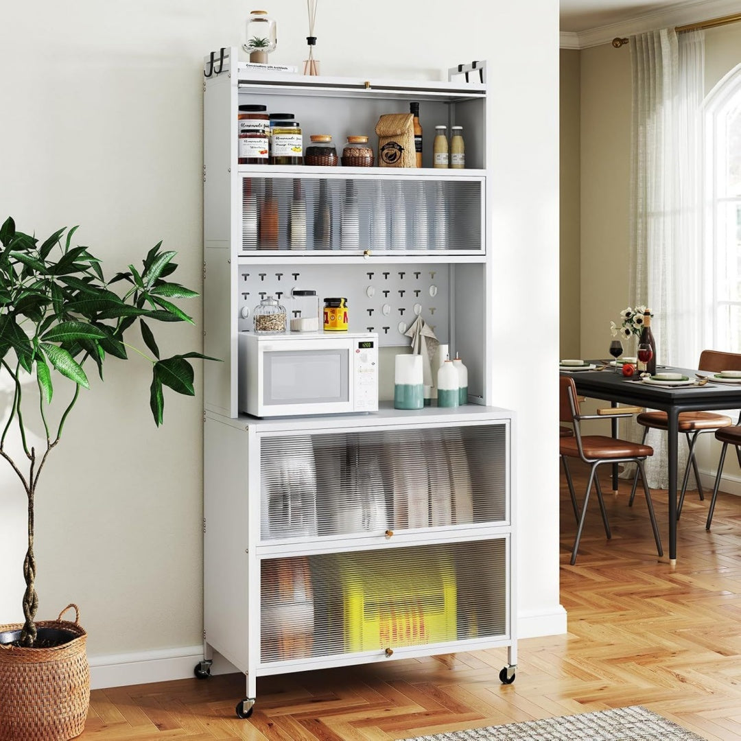 Sideboard allure contemporaine gris clair, hauteur reglable