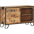 Buffet chaleureux style industriel en bois massif marron