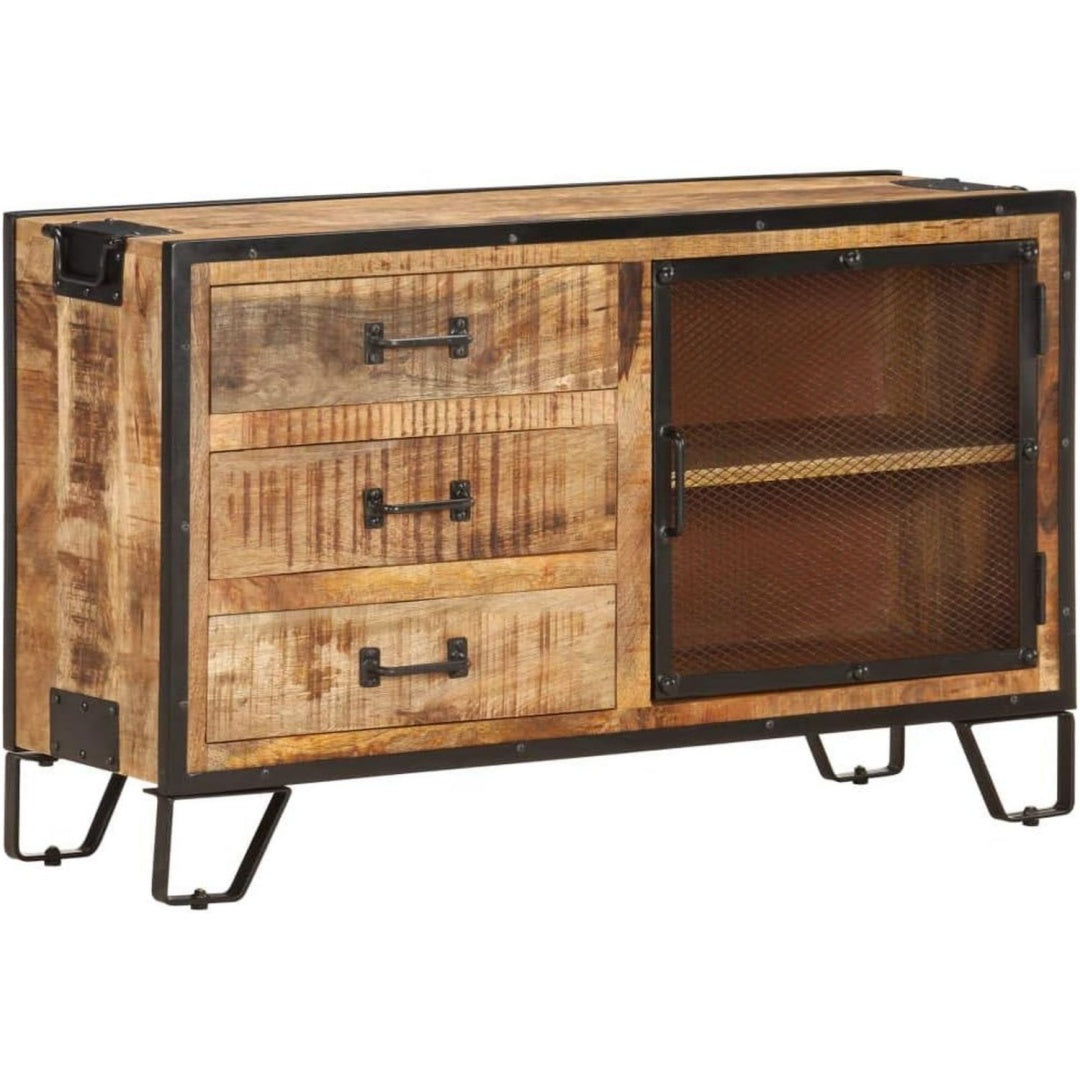 Buffet chaleureux style industriel en bois massif marron