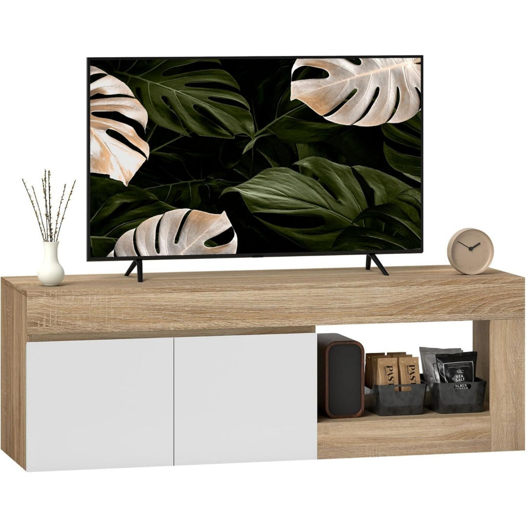 140 x 40 x 48 cm meuble TV marron structure metallique