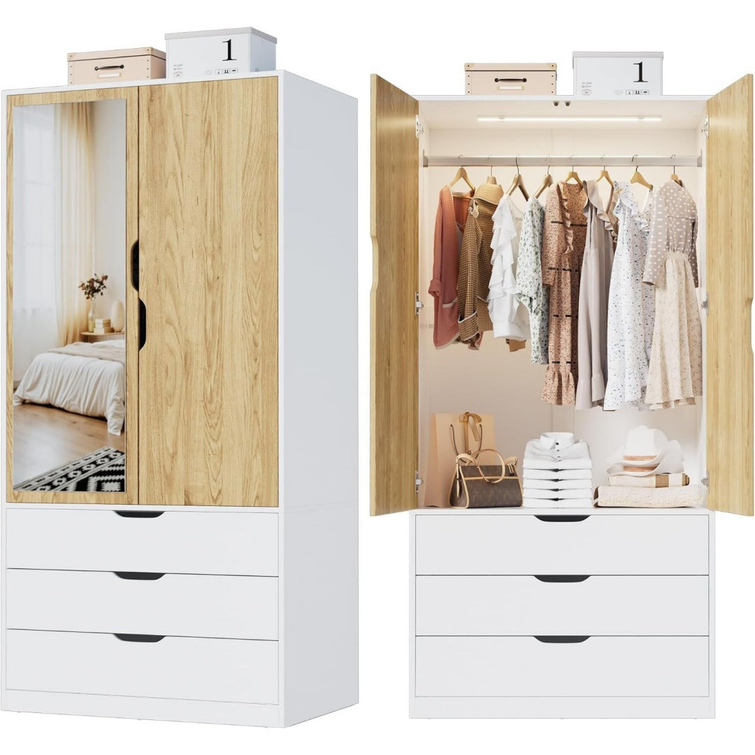 Grande armoire avec un eclairage LED integre et une fixation murale invisible